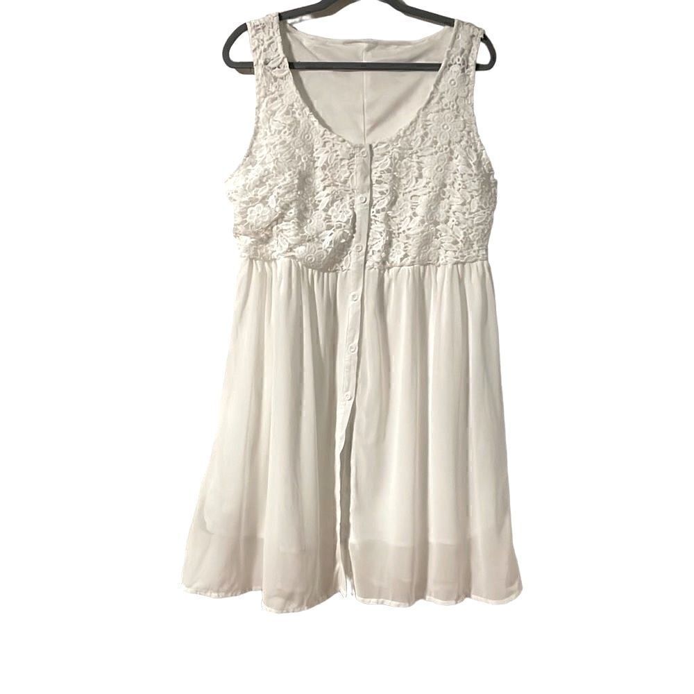 White lace bodice sleeveless flowy babydoll style dress XL (runs small)
